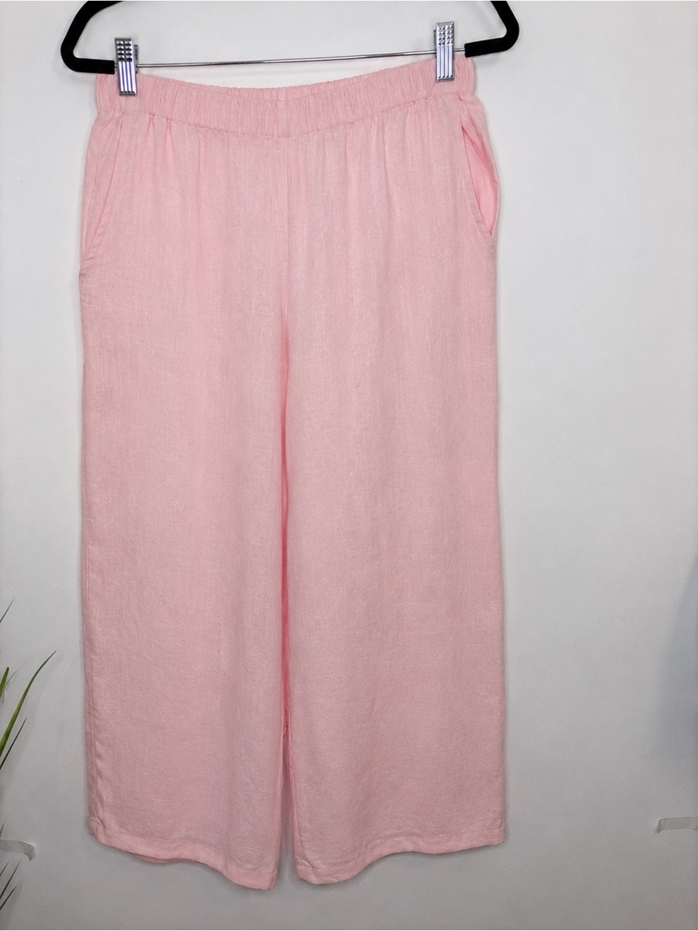 FLAX by Jeanne Engelhart Pink 100% Linen Wide-Leg Pants M